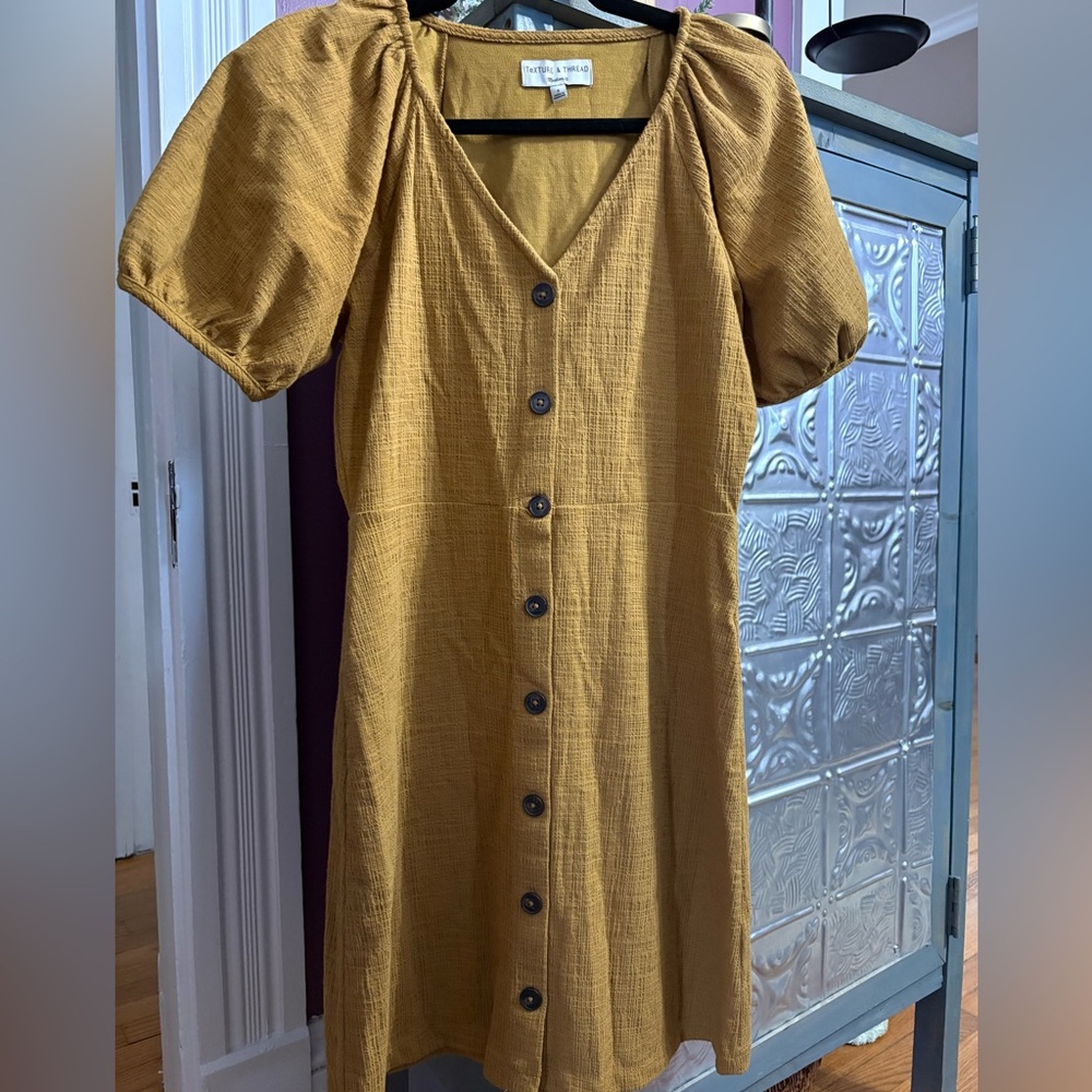 Madewell Mustard Yellow Button-Front Midi Dress